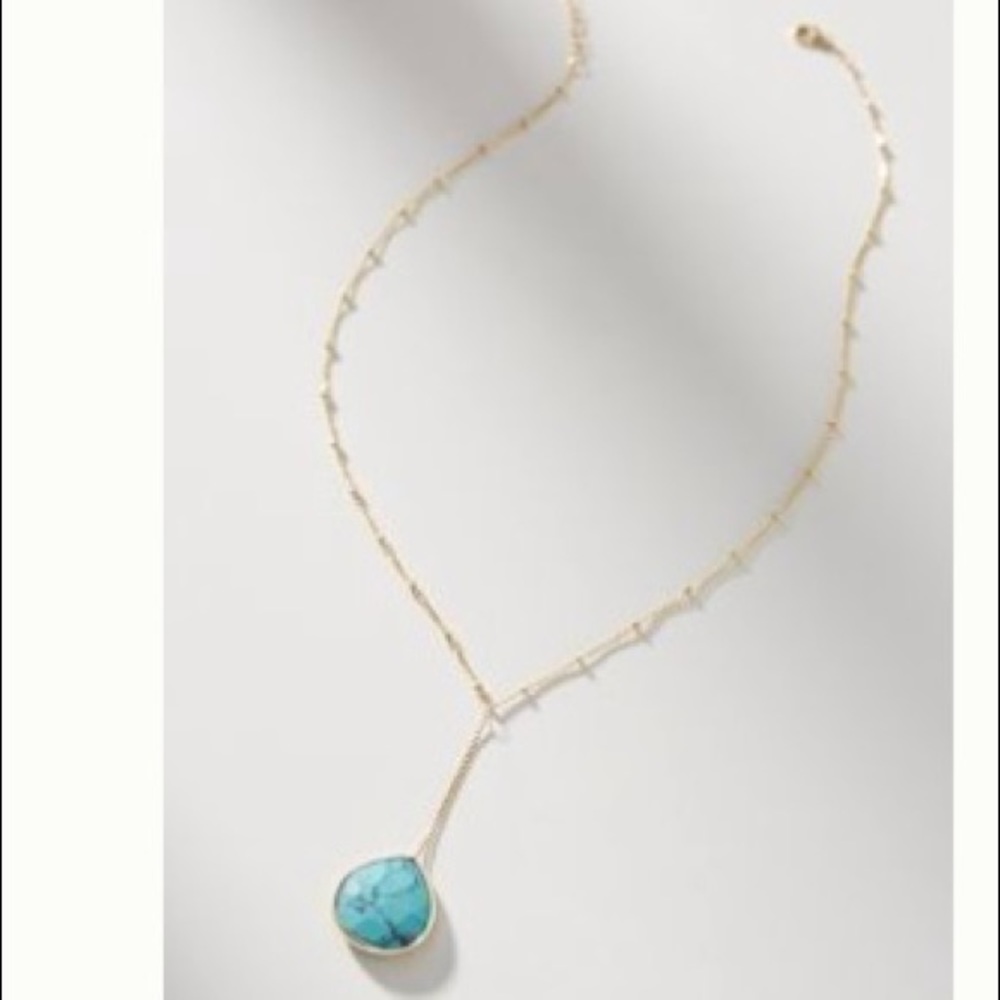 Anthropologie Dalmatian Jasper Pendant Necklace Turquoise
